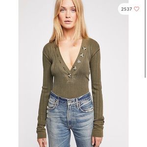 Free People Dandelion Top Button Down Knit